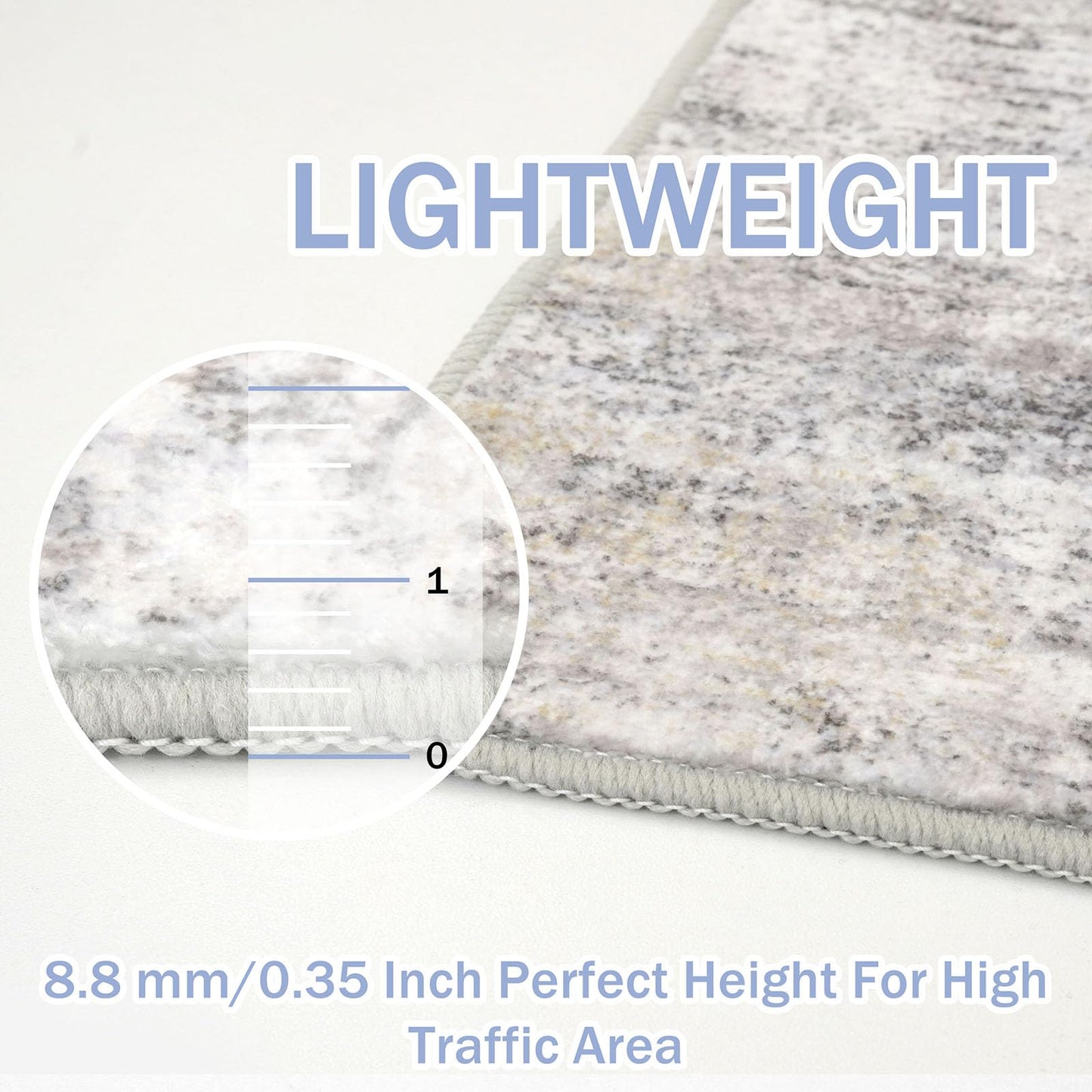 IOHOUZE Abstract Runner Rug 2x6 Ft Washable Runners for Hallways, Non Slip Kitchen Runner Printed Faux Wool Entryway Runner Indoor, Modern Abstract Floor Carpet for Hall Kitchen Bedroom, Grey Beige