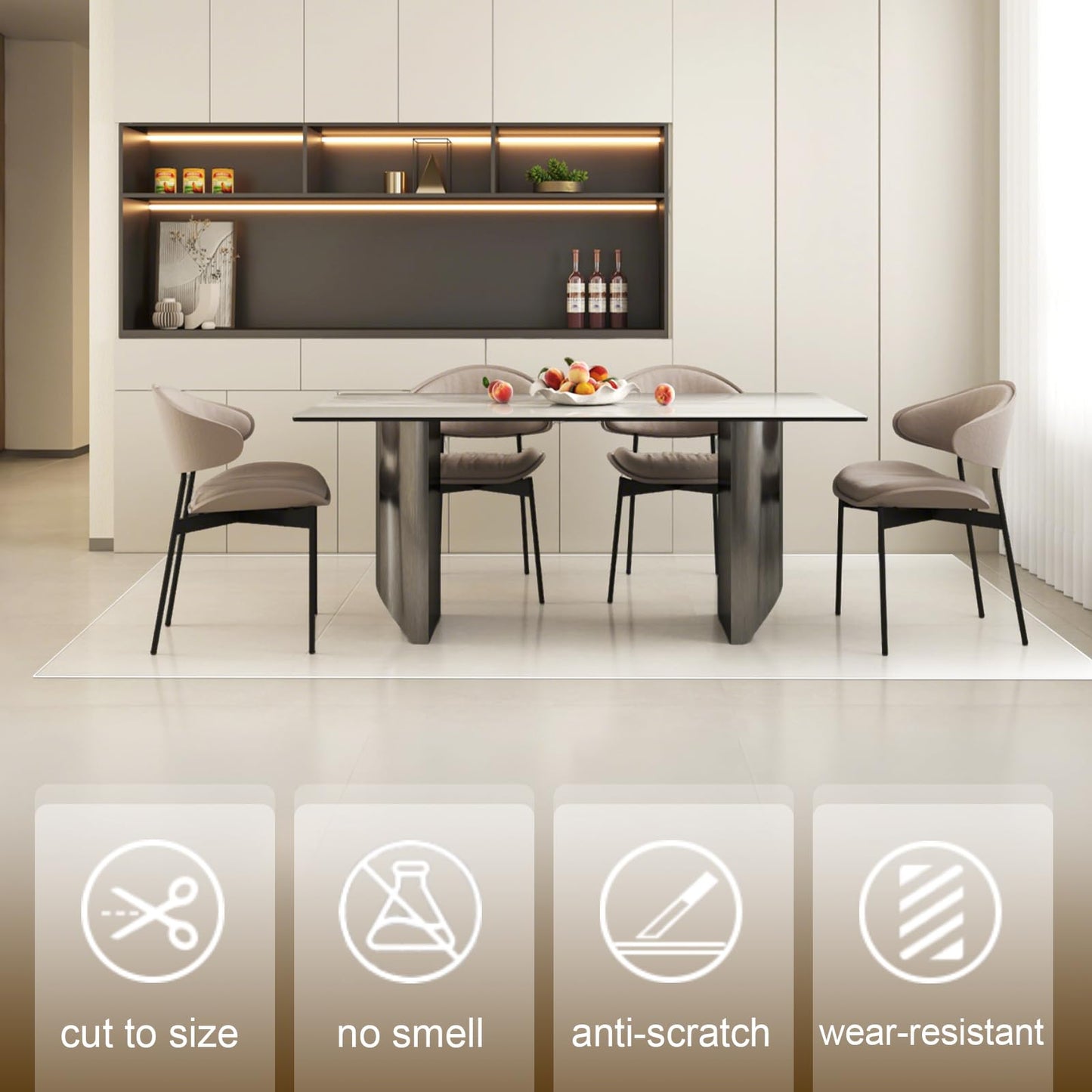 3x4 ft Clear Runner, 36"x48" Plastic Area Rug, Vinyl Transparent Office Chair Mat