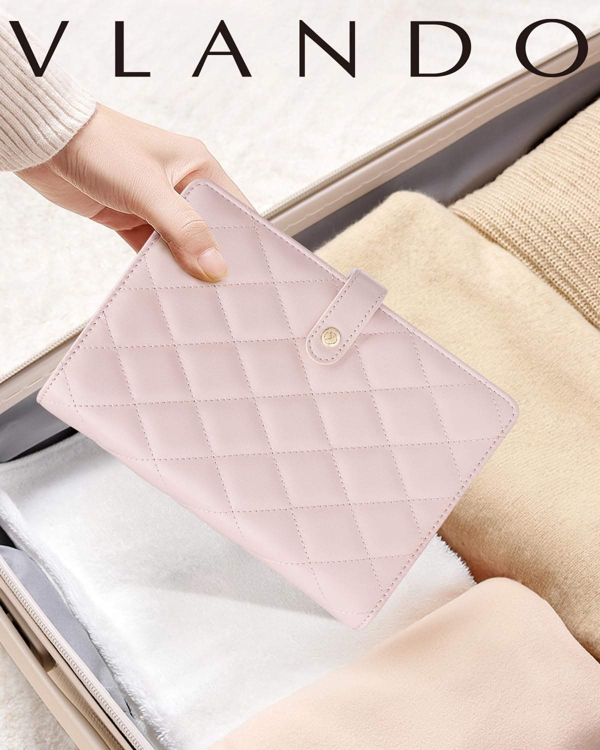 VLANDO Travel Jewelry Case,Jewelry Organizer Box with Clear Zipper Velvet Jewelry Pouch Bag, PU Leather Jewelry Case,Gift for Women-Pink