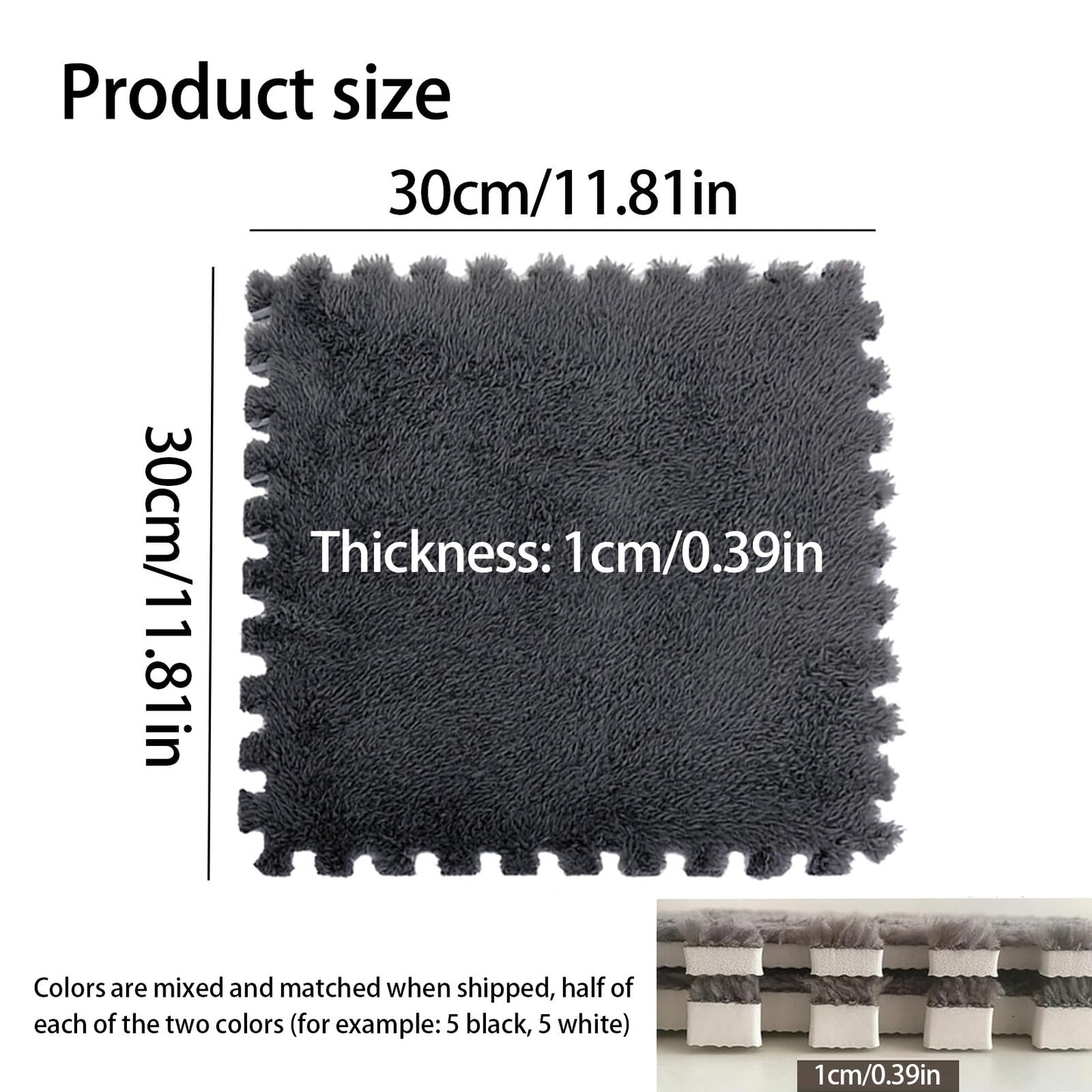 BRCYKRWY Sound Insulation Interlocking Floor Mat,Thick Comfort Fluffy Parlor Carpet,Indoor 10 Pieces EVA Washable Floor Mat,Parlor Washable Carpet,Easy to Disassemble,for Home,Parlor,Bedroom