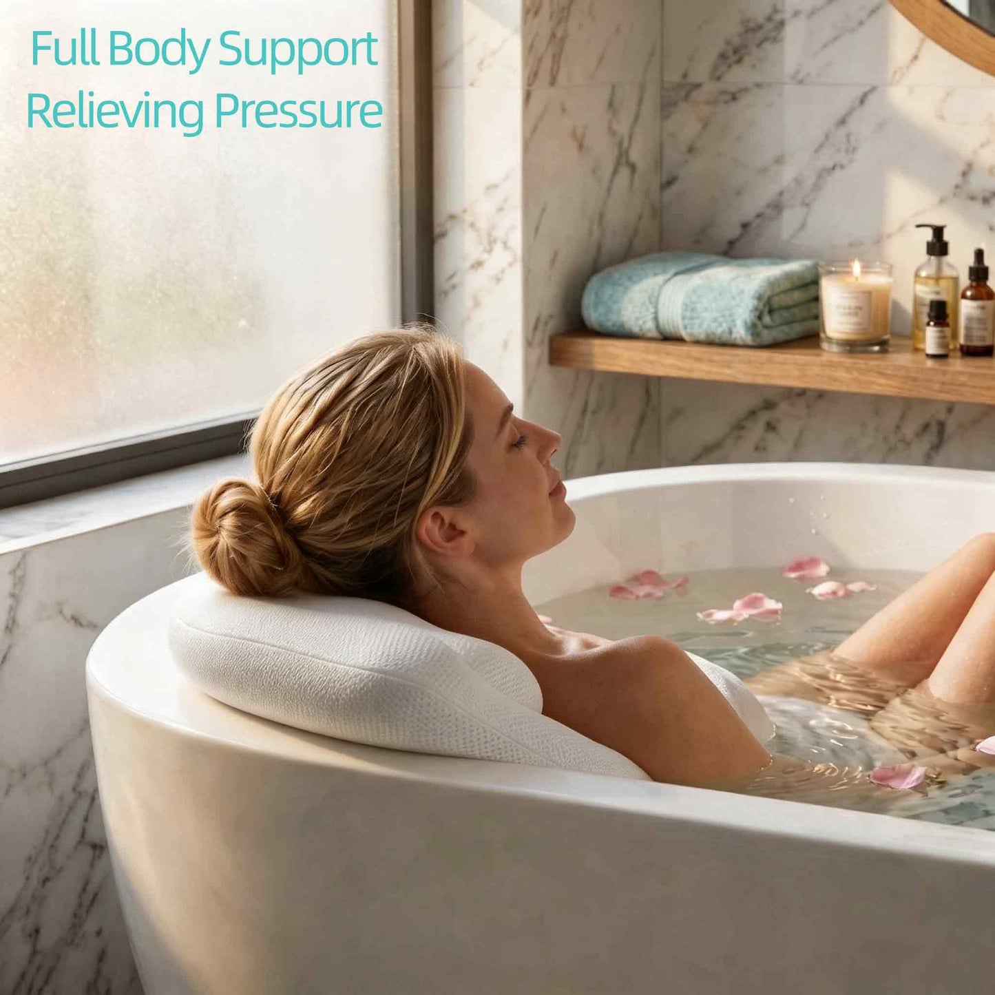 RWUSX Bath Pillows for Tub Full Body, Luxury Bathtub Pillow Cushion, Bubble Bath Mat for Tub Spa