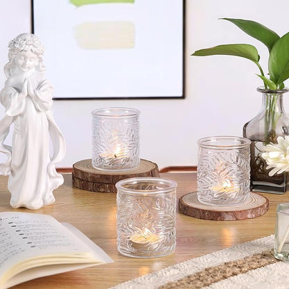 12 pcs Clear Votive Candle Holders, Glass Candle Holders for Home Decor, Tea Light Candle Holder for Wedding Table Centerpiece Decor