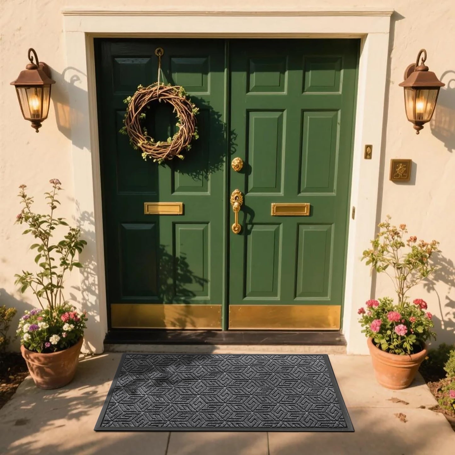 Yimobra Large Door Mat 47x32, All-Weather Waterproof Outdoor Mats for Front Door, Non Slip Rubber Doormat for Patio Proch Outside Entryway Indoor, Mix Grey