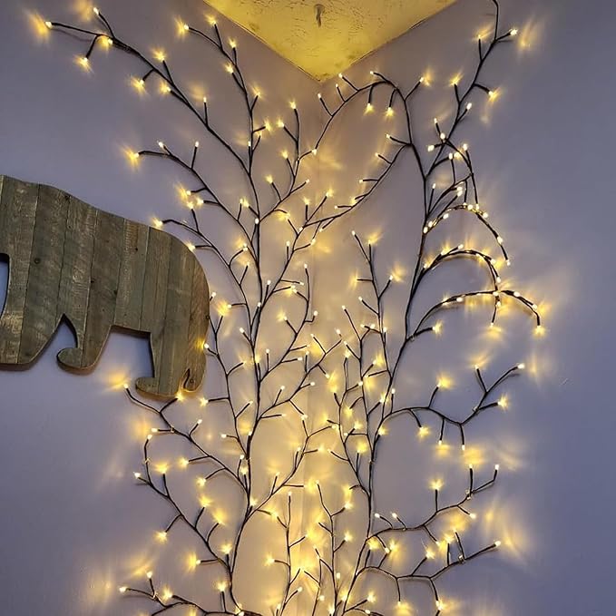 2Pcs Enchanted Willow Vine Lights with Remote, Christmas Swags Decorations Indoor Room Decor, 18 Branches 144 LEDs Lighted Willow Vine Lights for Walls Bedroom Home Decor
