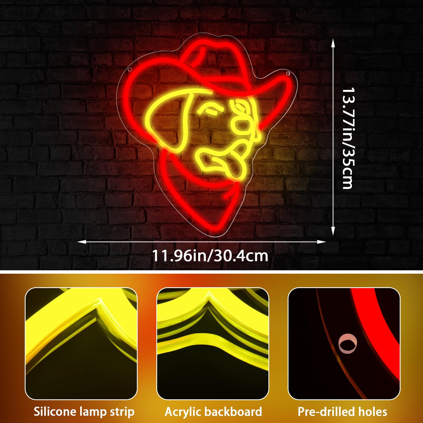 Golden Retriever Neon Sign for Wall Decor Cowboy Golden Retriever Neon Light Dimmable Cute Dog LED Light Up for Man Cave Bedroom Office Party Christmas Birthday Gifts Art Size11.9 * 13.7(WZCP056)