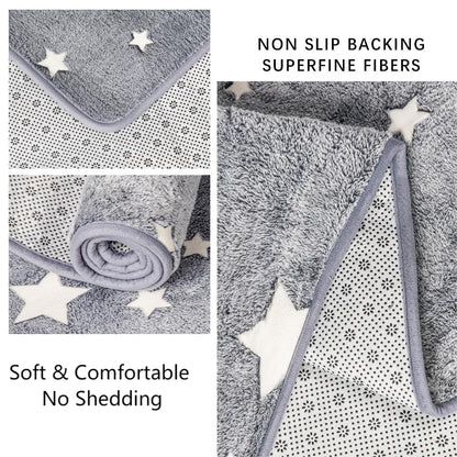 kksme Large Area Rug Carpet Glowing in The Dark Big Stars for Children Room Decor, Funny for Babyroom and Living Room, Rectangular Mat for Kids Bedroom Size 5'x6'