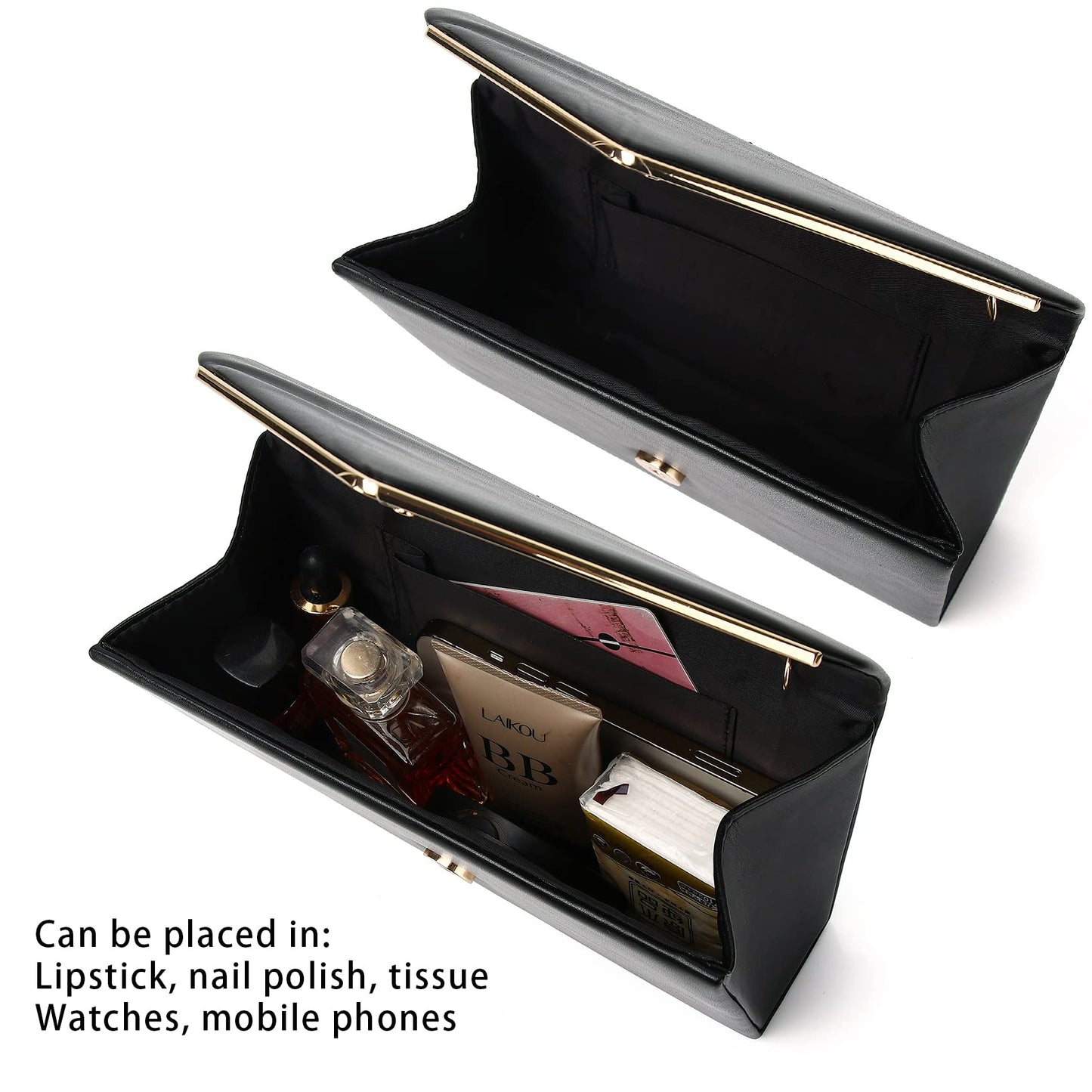 Labair Chic Vegan Leather Clutch Purse Envelope Clutch Bag for Women Evening Wedding Party Formal Purse Handbag. (Black)