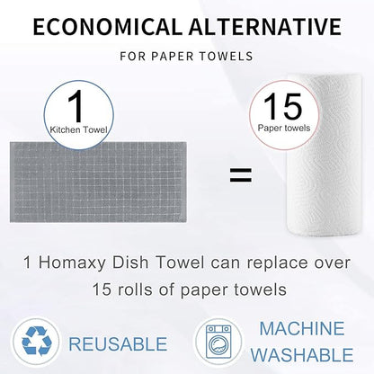 Homaxy 100% Cotton Terry Kitchen Towels, Checkered Designed, Soft and Super