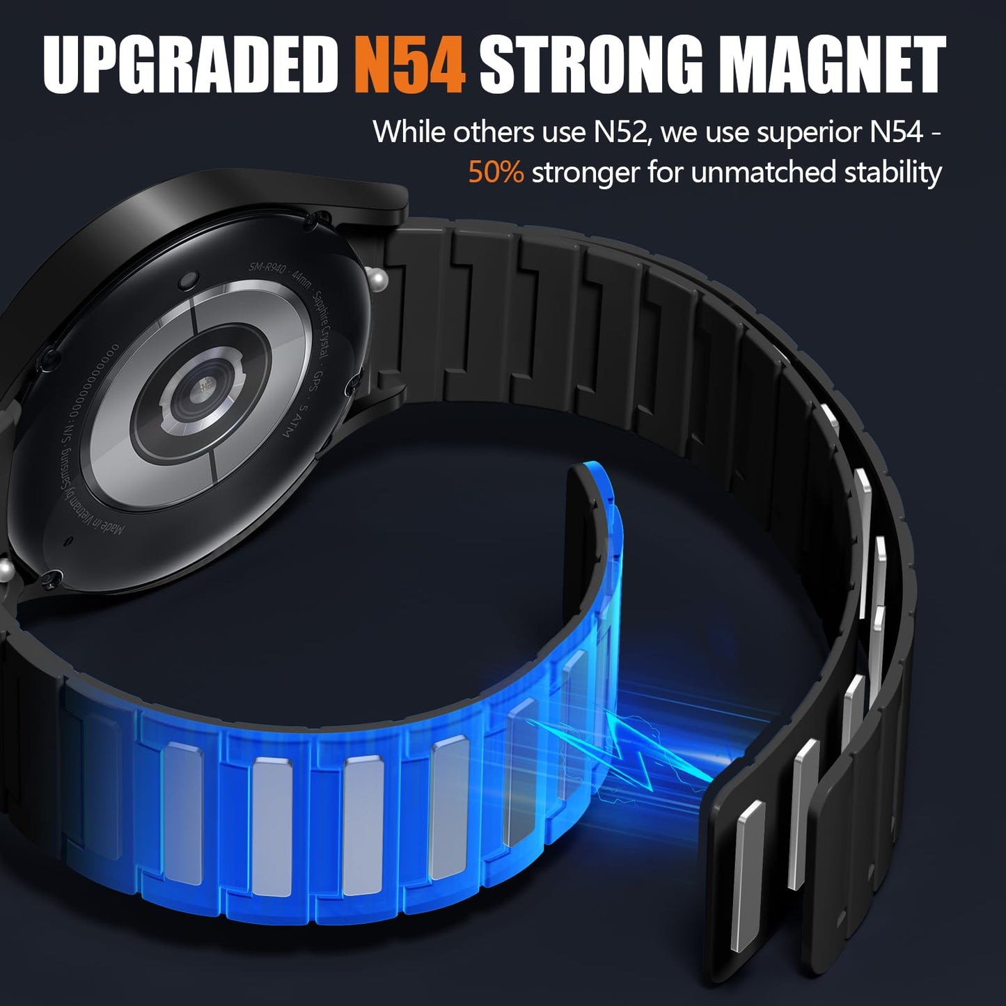 SNBLK Magnetic Band Compatible with Galaxy Watch 7 Band 6 5 4 FE 40mm 44mm/Galaxy Watch 5 Pro 45mm/6 4 Classic, No Gap 20mm Magnet Silicone Sport Strap for Samsung Watch Bands Men Women