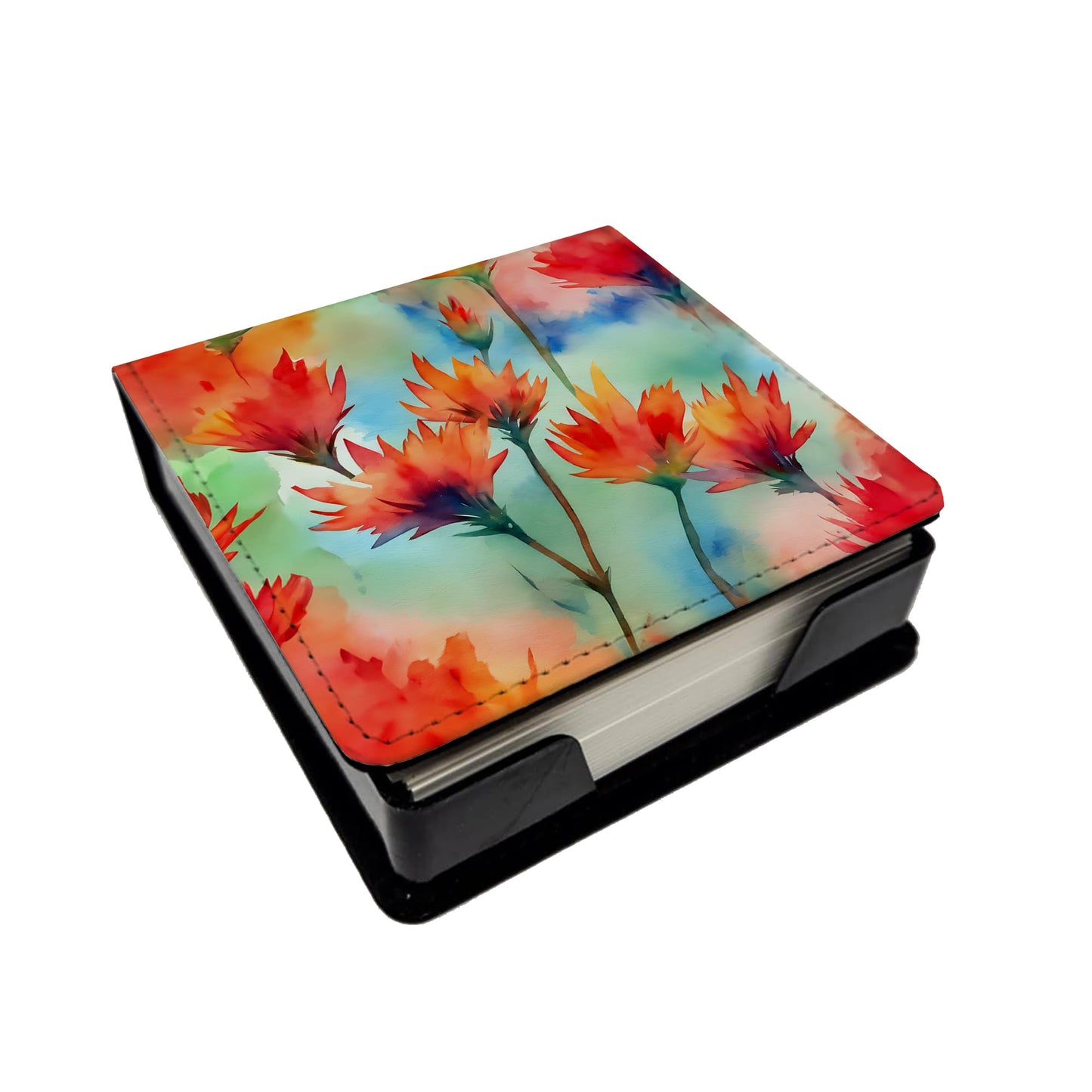 Caroline's Treasures Wyoming Indian Paintbrush in Watercolor PU Leather Note Paper Holder with Artist-Designed Cover, Desk Accessory, Office Gift