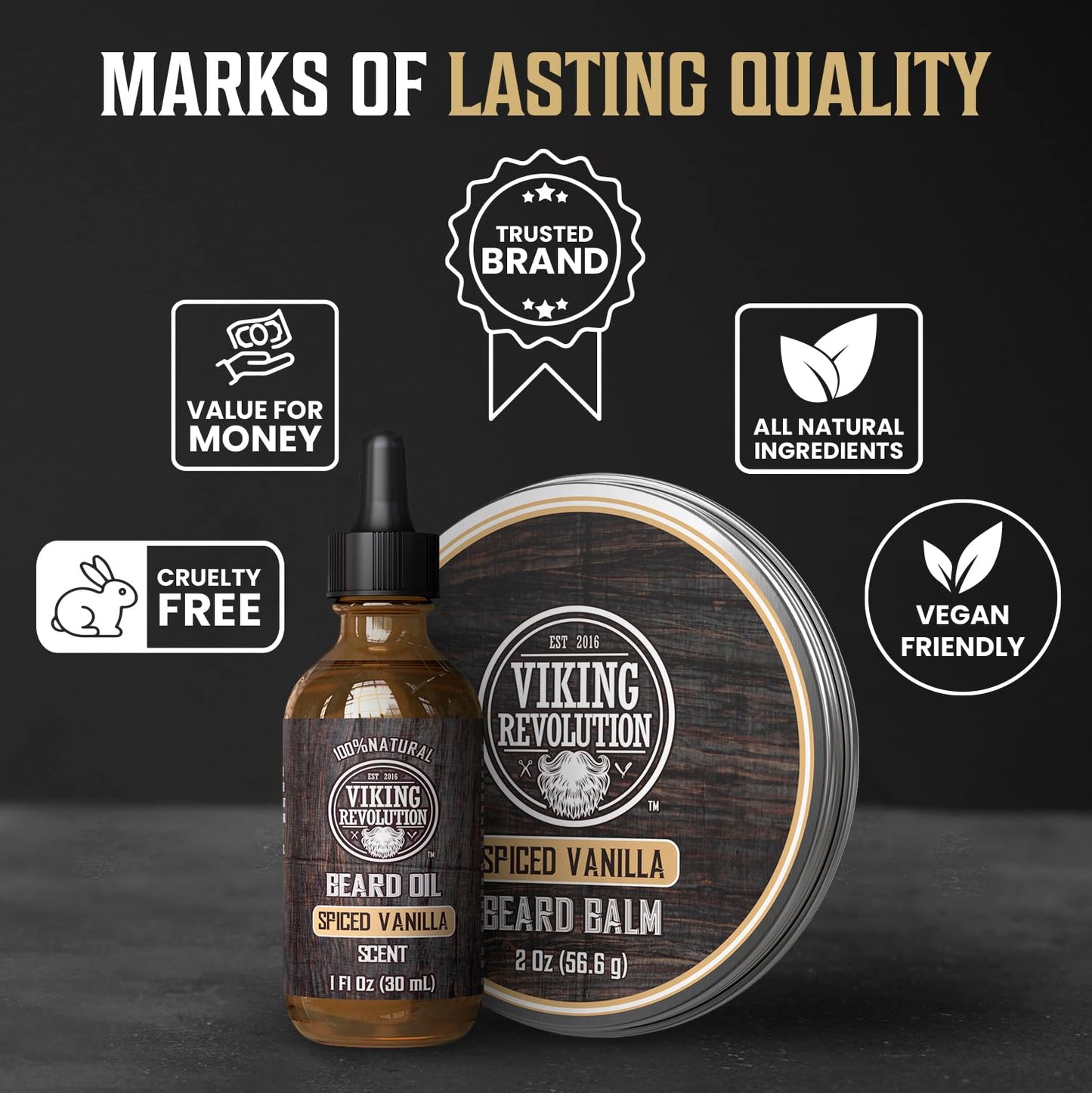 Viking Revolution Sandalwood Beard Oil for Men - Natural Mens Beard Oil with Argan Oil and Jojoba Oil - Beard Softener, Strengthens and Moisturizes - Beard Conditioner for Men (Sandalwood, 1 Pack)