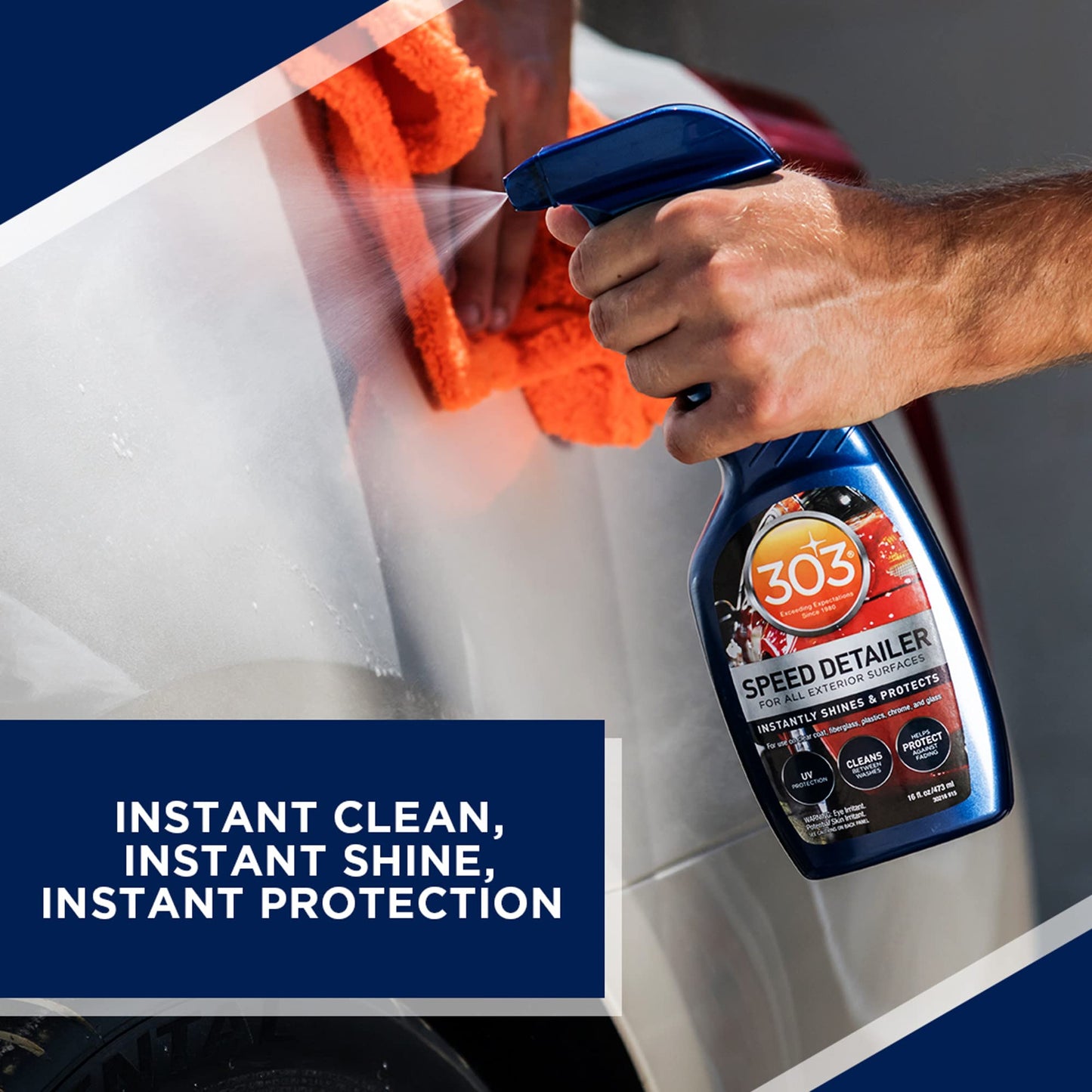 303 Products Speed Detailer - For All Exterior Automotive Surfaces - Instantly Shines And Protects Paint - Cleans Between Washes - UV Protection, 16 fl. oz. (30216CSR) Packaging May Vary