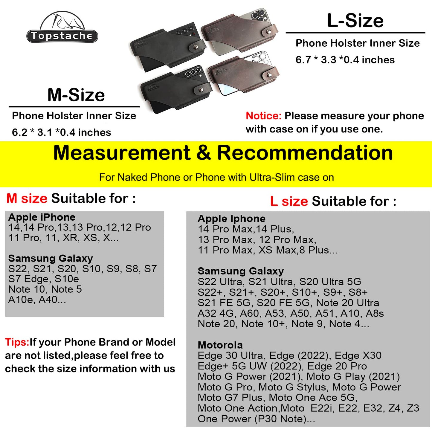Topstache Leather Phone Holster with Belt Clip for iPhone 17/16/15 Pro Max & Plus - Magnetic Closure Cell Phone Case for Galaxy S25/S24 Ultra - Leather Belt Holder Loop Case, L,Darkbrown