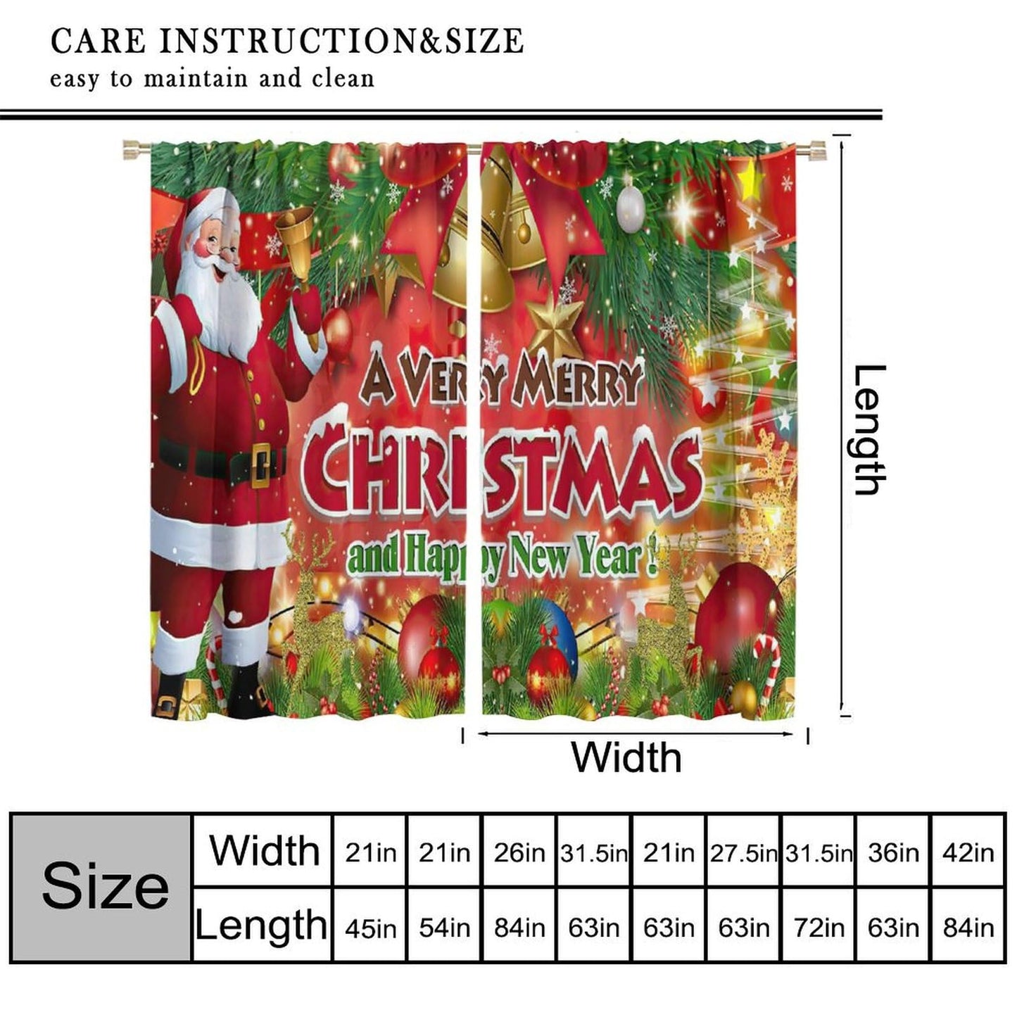 ICMOLYYENLO Christmas Blackout Curtains Merry Christmas Balloon Tree Snowflake Santa Claus Gift Pattern Printed Curtains Suitable for Bedroom Living Room Decoration 42x45 Inches