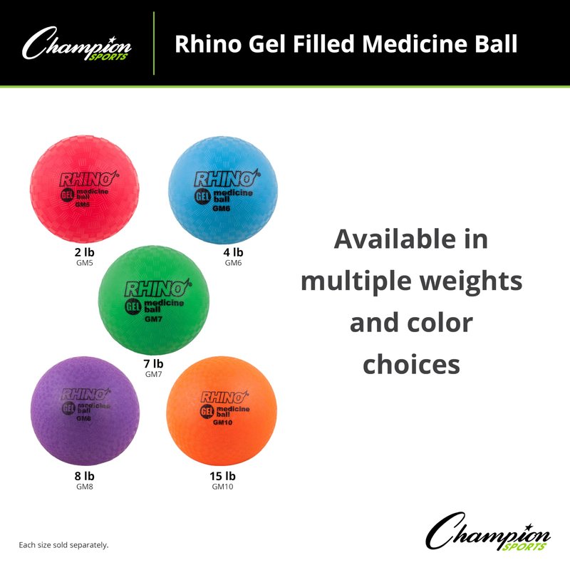 Champion Sports Rhino Gel Filled Medicine Ball (Green 7 lbs)