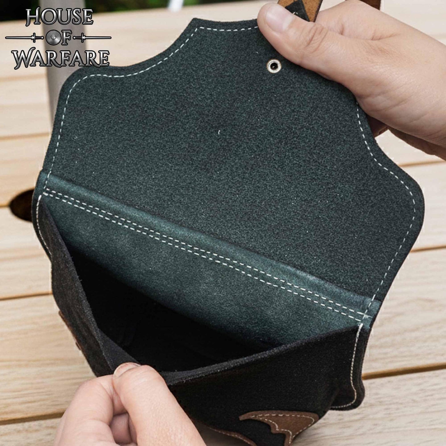 Medieval Belt Pouch – Genuine Leather & Suede Bag with Brass Buckle | Spanish Applique | LARP Renaissance Viking & Fantasy Accessory (Barbarian Warrior Bag)