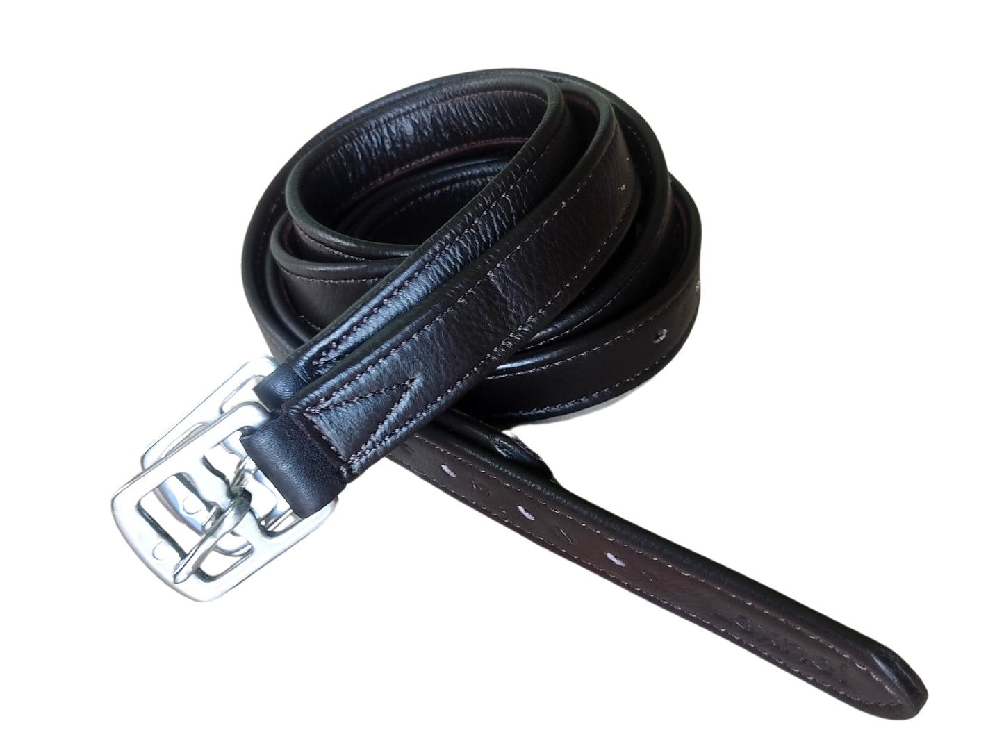 LEXNEL Non-Stretch Soft Stirrup Leather with Stainless Steel Hardware 1 Pair Pack of 2 (54 Inch - Brown)