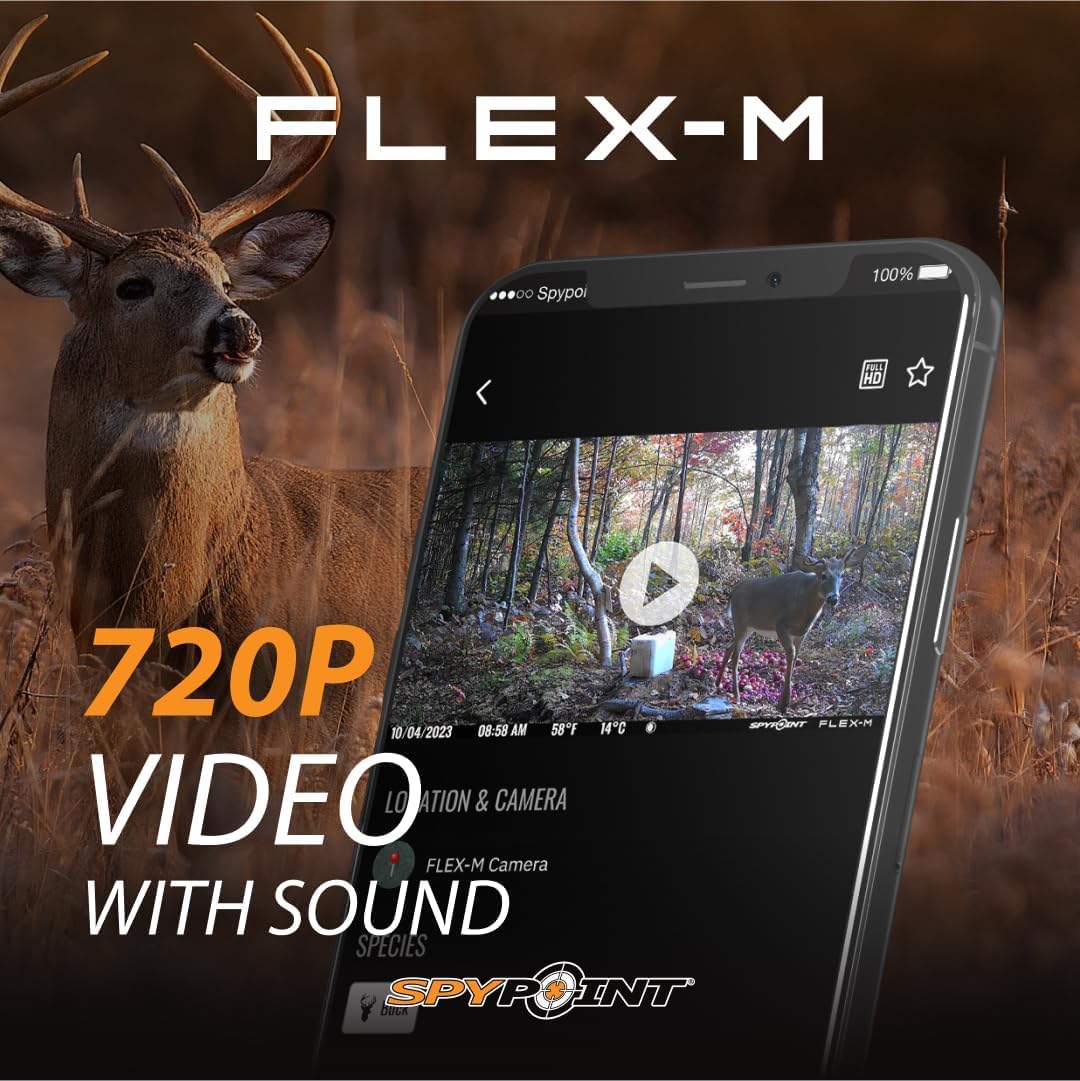 SPYPOINT Flex-M Twin Pack Cellular Trail Cameras - SD Card 2-Pack with LIT-22, Best Hunting Accessories, No WiFi Needed, GPS, Night Vision, IP65 Water-Resistant, 28MP Photos, & 720p Videos + Sound
