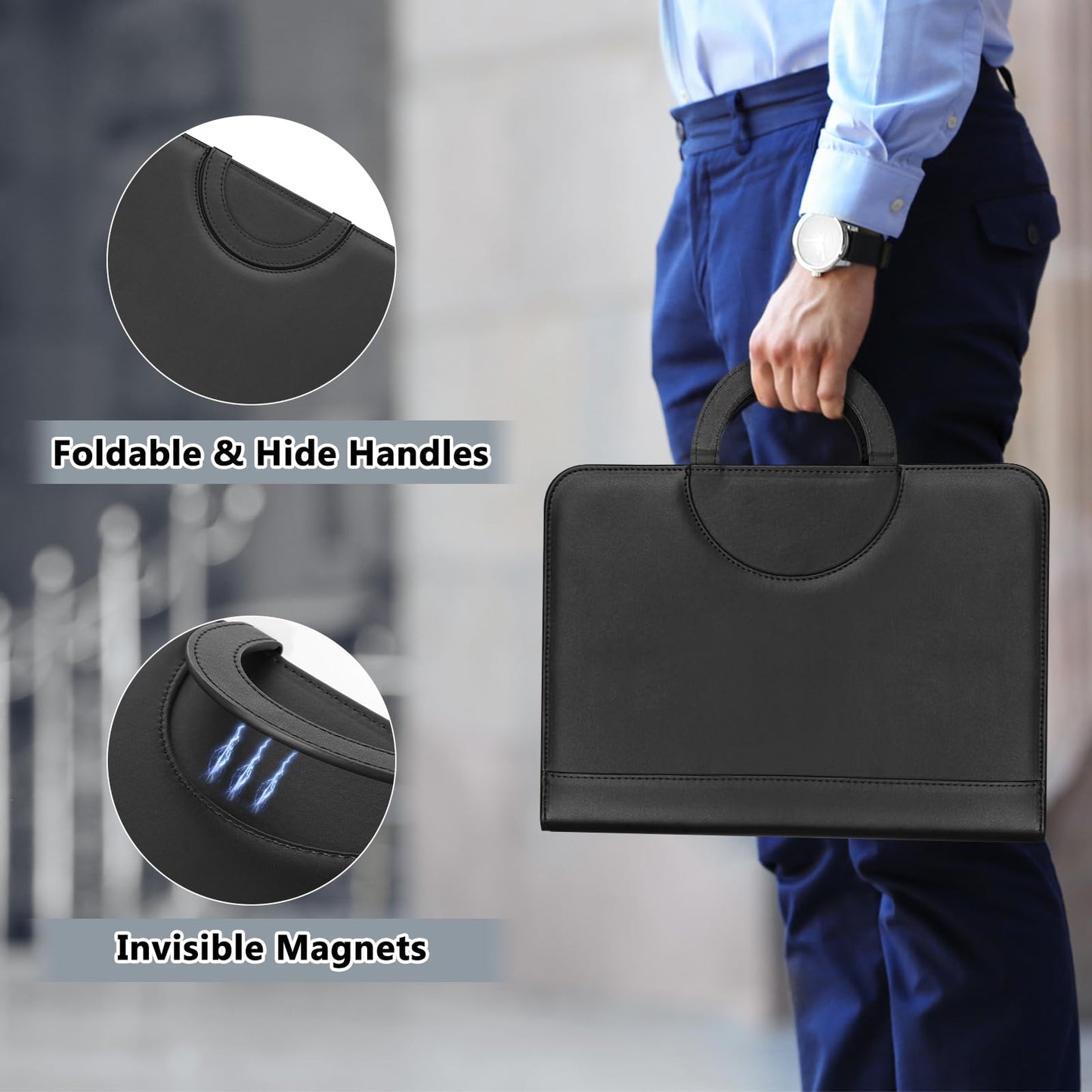 Portfolio Binder Organizer, 3 Ring Padfolio Binder with Notepad, Resume Portfolio Folder with Pockets Protective 11 Inch Tablet Sleeve, Documents, Resume, Cards, Passport & Tickets