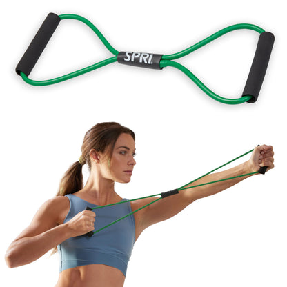SPRI Ultra Toner Figure 8 Resistance Band with Padded Handles Great for Stretch, Exercise, Fitness Training, Yoga, Resistance Weights, Therapy, Gym or Home Workout Equipment.