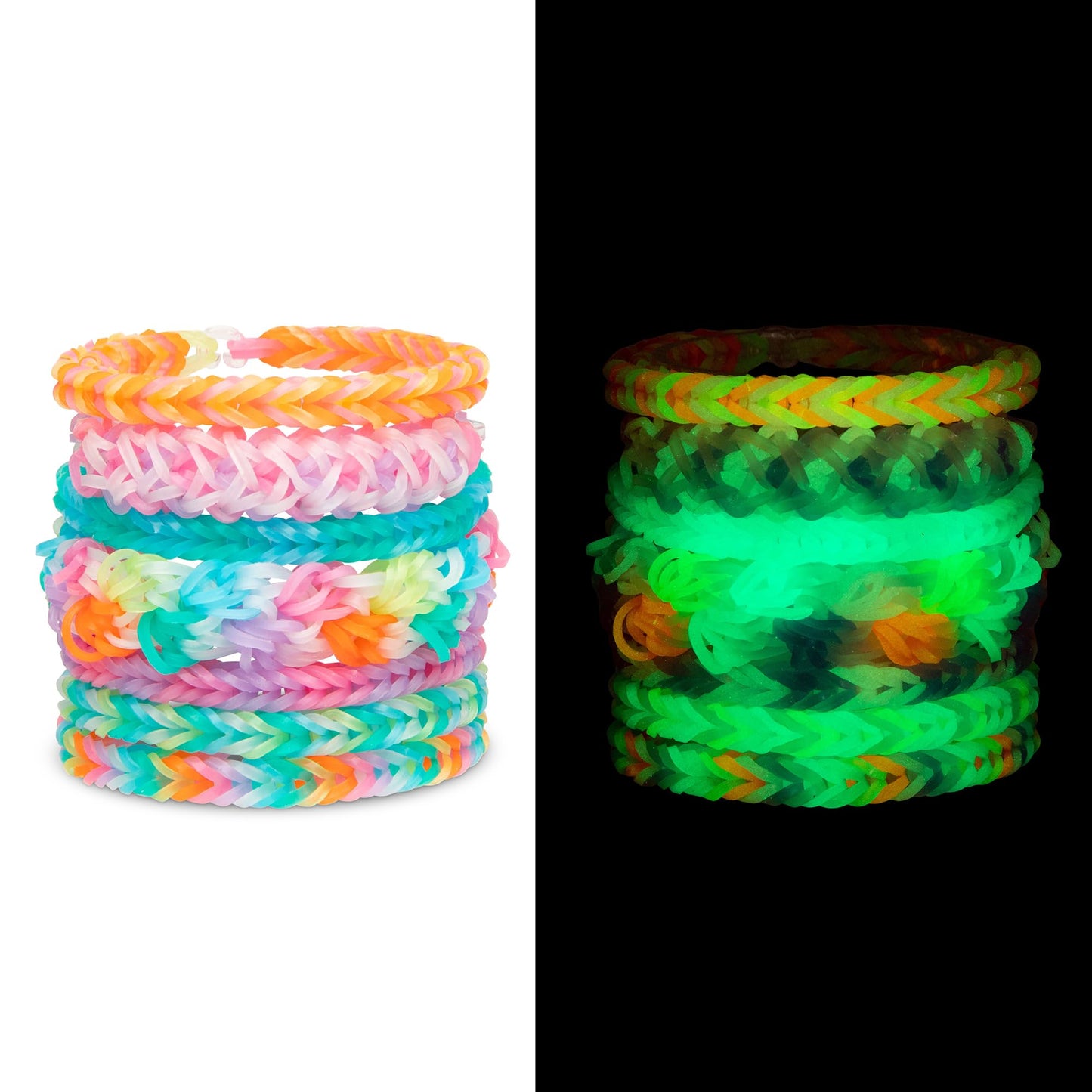 Rainbow Loom: Treasure Box - Glow-in-The-Dark Edition - DIY Bands Jewelry Kit, 7000 Glow Rubber Bands, 2 Happy Looms, Crafting Activity, Kids Ages 7+