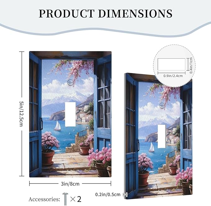 Decorative Art Light Switch Covers Seaside Window View Single Toggle Wall Plate Decorative Switchcover Electrical Switchplate for Home Decor