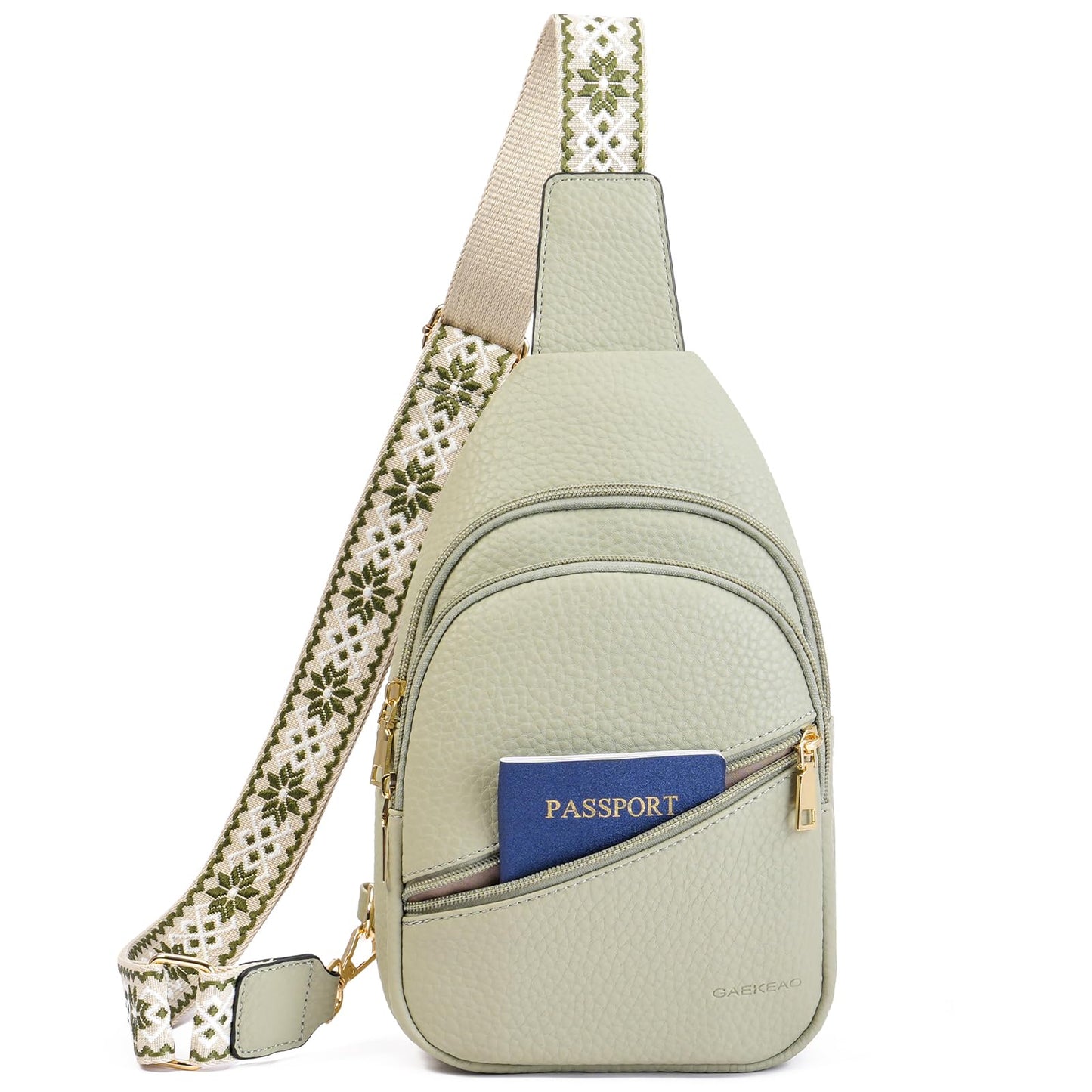 GAEKEAO Sling Bag Crossbody Bags for Women Vegan Leather Cross Body Bag Fanny Pack Chest Travel Purse with Adjustable Strap Green