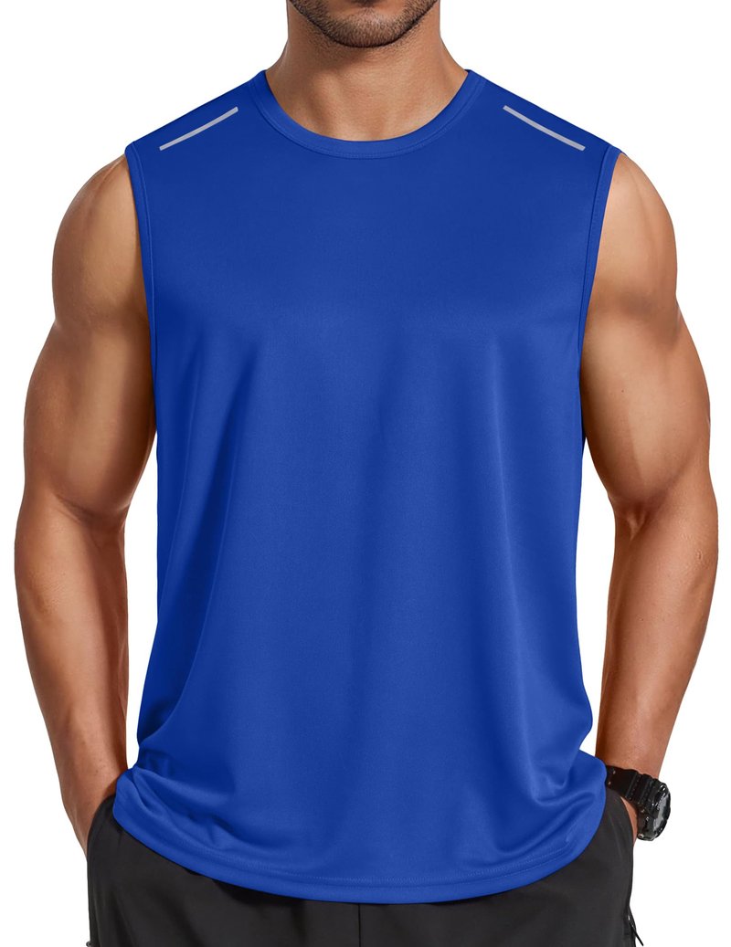 COOFANDY Mens Royal Blue Tank Top Summer Muscle Sleeveless Shirts for Men Casual Breathable Tanks Shirt XX-Large