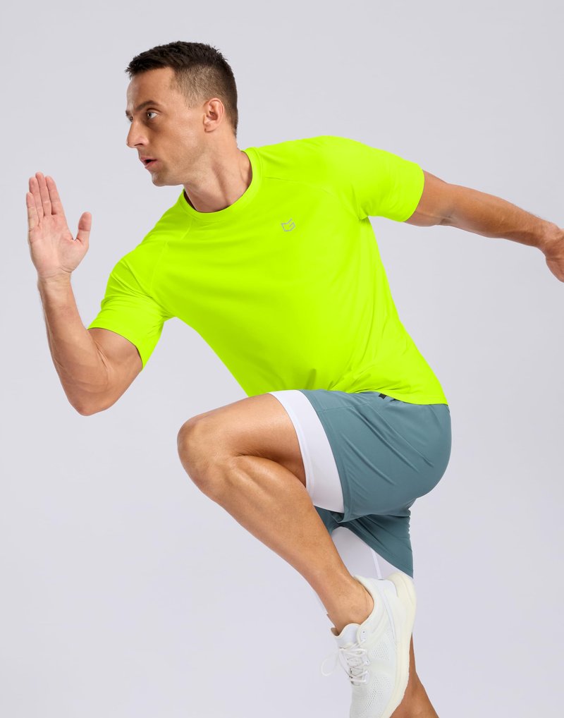 G Gradual Men's Athletic Workout T-Shirts Moisture Wicking Cooling Running Shirts Short Sleeve Performance Tee for Gym Tennis(Fluorescent Green,XXL)