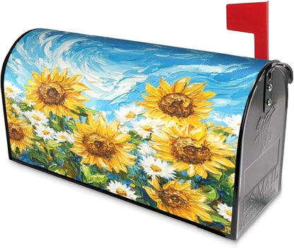 Mailbox Covers Sunflower Daisy Flower Art Magnetic Letter Post Box Cover Standard Size 21 x 18 Inch Garden Yard Home Decorative