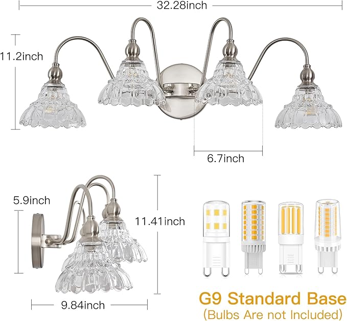 Brushed Nickel Bathroom Vanity Lights Vintage Vanity Lighting Fixtures Pciture Light for Bathroom Bedroom Hallway Living Room