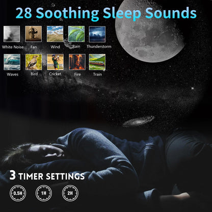 Musqua Galaxy Projector & White Noise Machine with 28 Sounds, Sleep Timer, Memory Function. Starry Sky Night Light Planetarium Projector Perfect for Relaxation, Teaching, Meditation and Kids' Bedtime