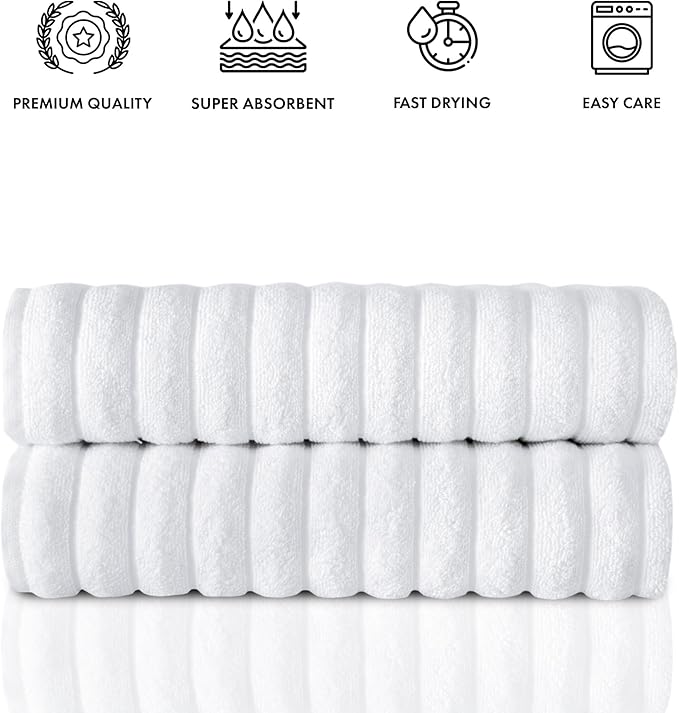 Classic Turkish Towels CTT Premium 2 Pack Bath Towels Set, Made