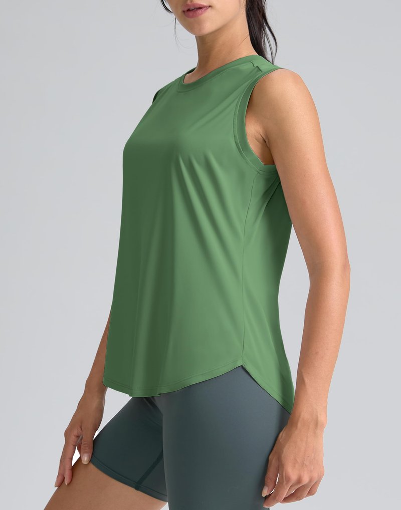 SANTINY Women's Sleeveless Workout Tops Breathable Lightweight Active Tennis Yoga Shirts Athletic Running Tank Tops for Women (Green_S)