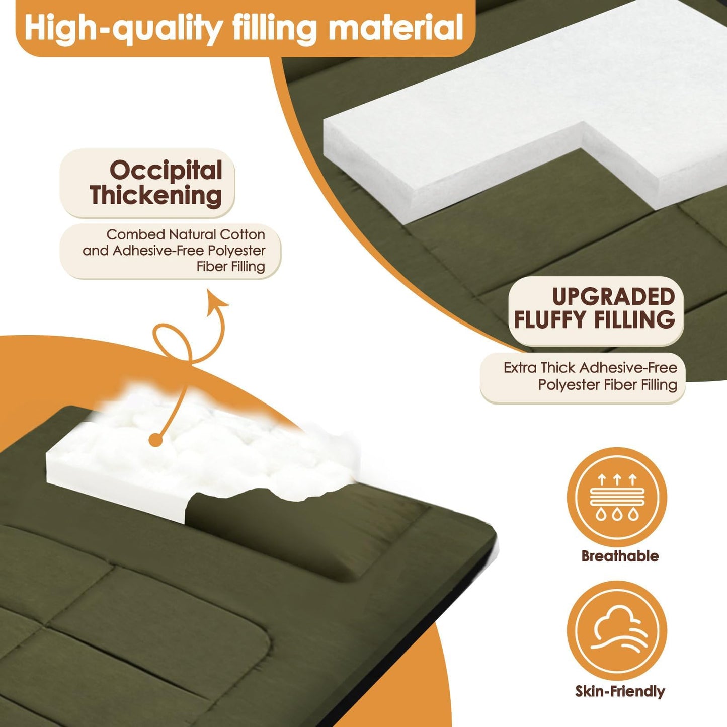 WUENLux Floor Mattress 80 x 36 Inches XXL Portable Foam Sleeping Pad Comfortable Non-Slip Foldable Camping Mattress Lightweight Easy to Storage for Home Outdoor Tent Guest Bed Living Room