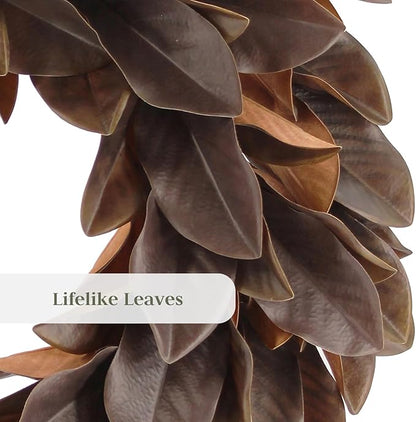 CG Hunter Holiday Collection Faux Wreath, Premium Artificial Indoor and Outdoor Large 30" Magnolia Leaf Christmas Wreath, Christmas Decorations and Holiday Greenery
