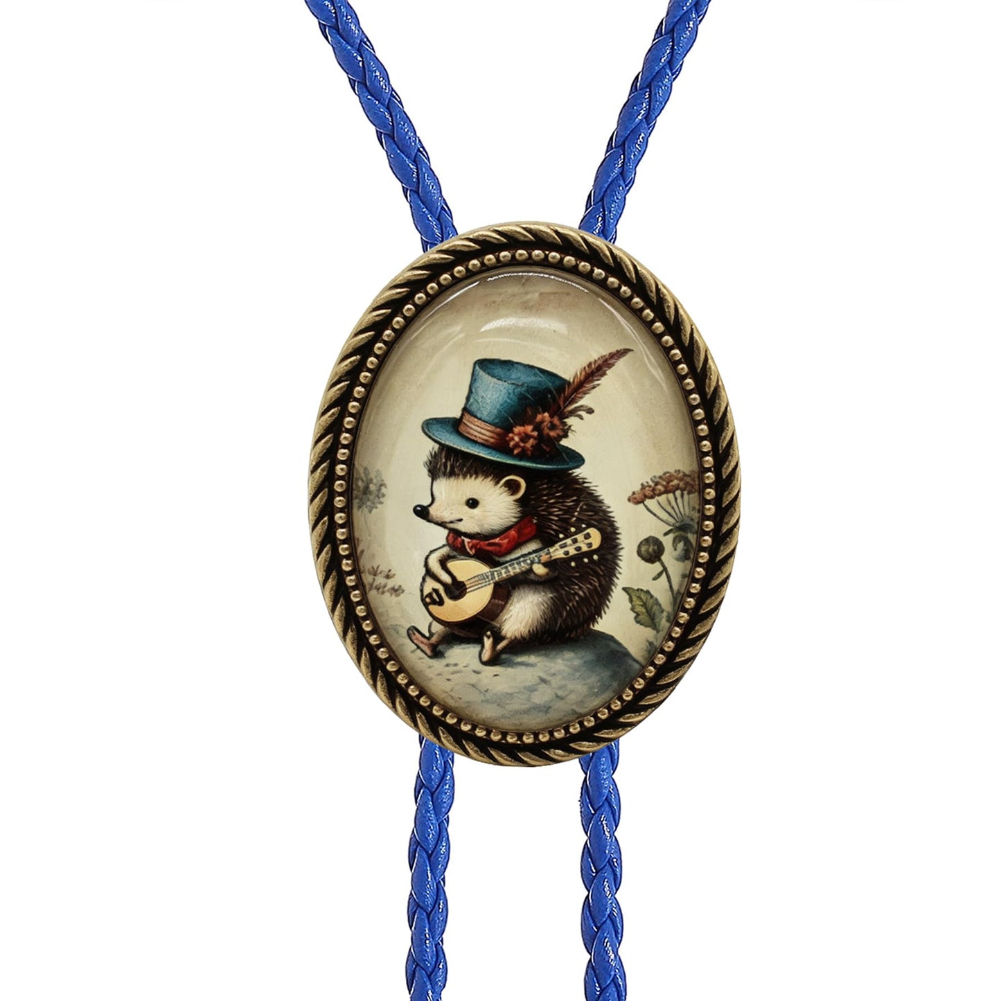 Jeilwiy Hedgehog Bolo Tie for Men Women 3D Animal Bolo Tie Adjustable Blue Leather Necktie Novelty Cowboy String Ties Music Inspired Accessory