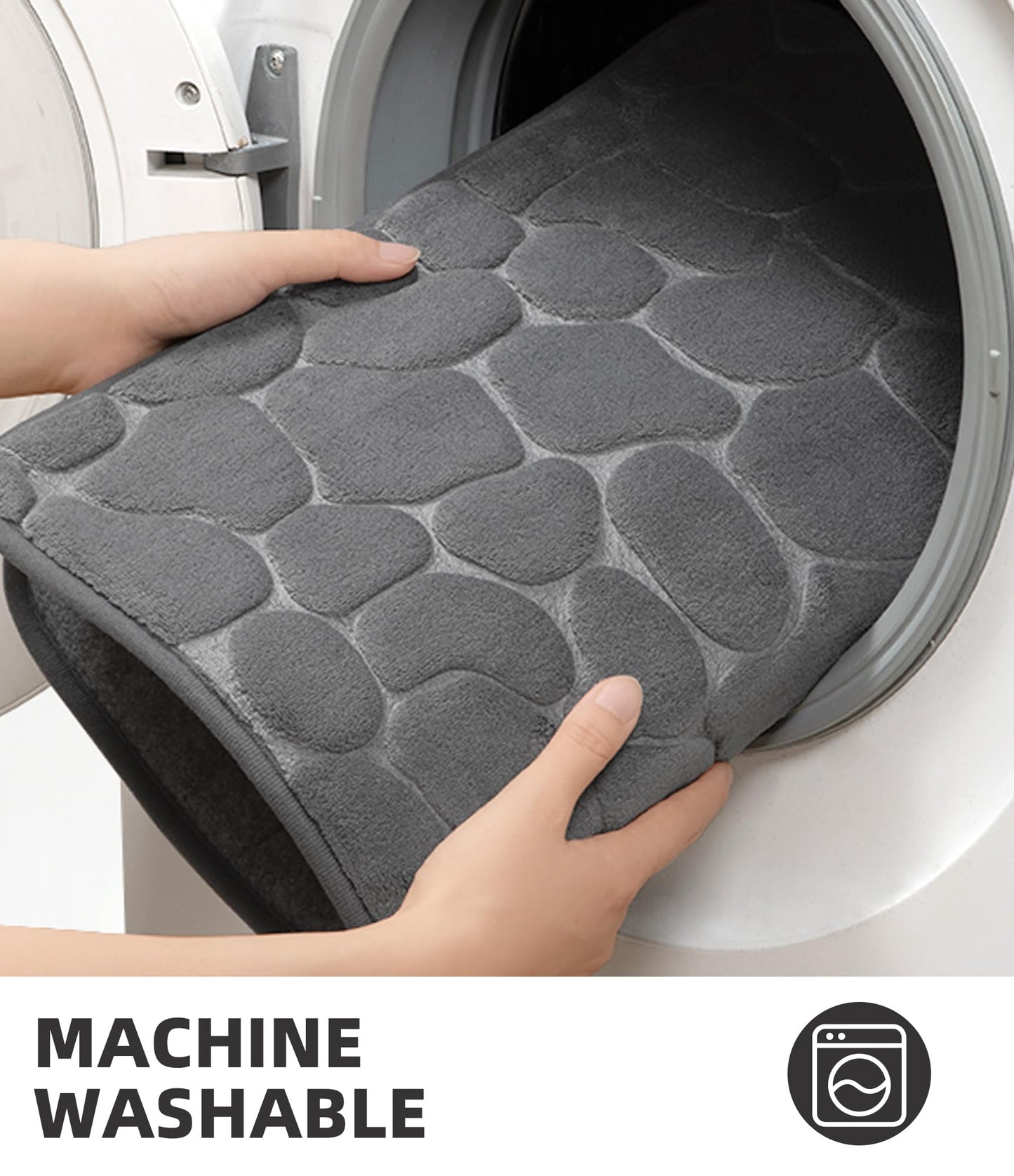 YIHOUSE Memory Foam Cobblestone Rugs Super Water Absorbent Bath Mats for Bathroom Machine Washable Bath Rugs(20x32,Dark Gray)