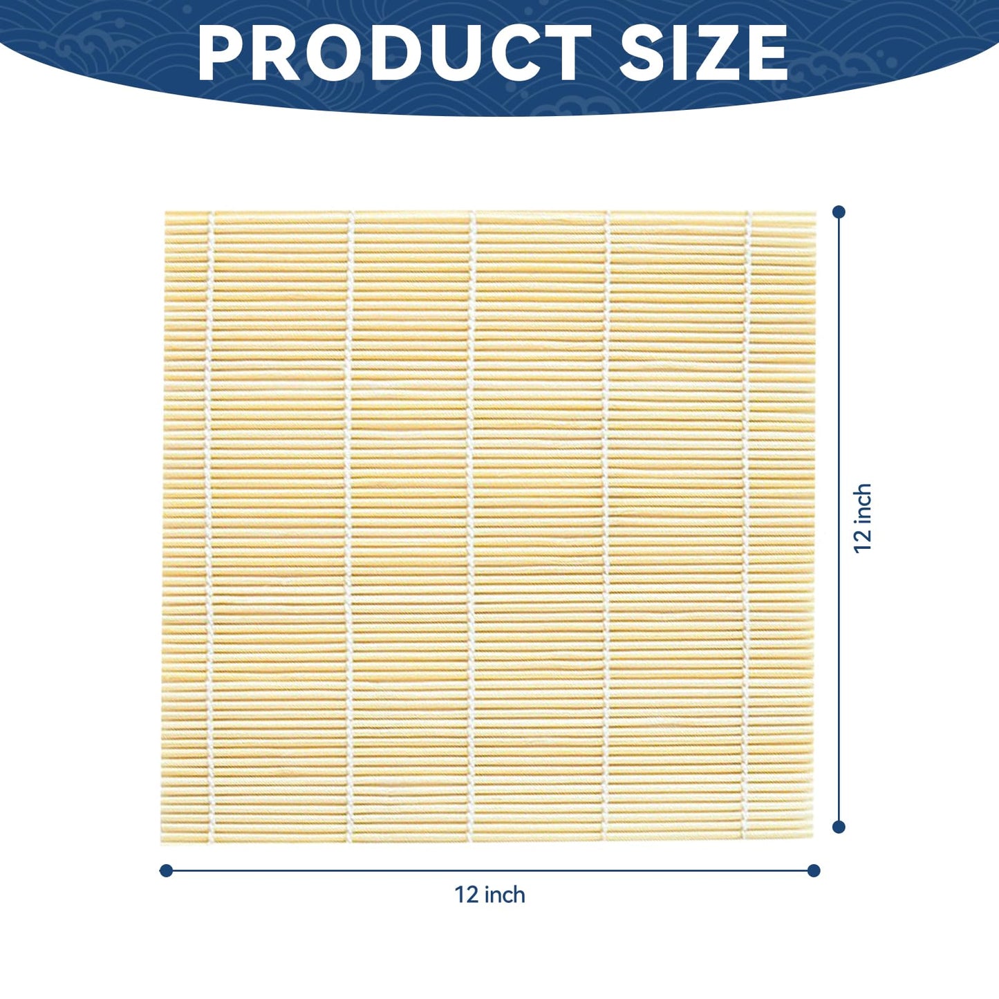 HOPELF 2 Pack 12 Inch Bamboo Sushi Mat - Sushi Roller Mat for Making, Shaping & Molding Sushi Roll & Kimbap - Food-Safe Sushi Making Supplies, Tools & Accessories