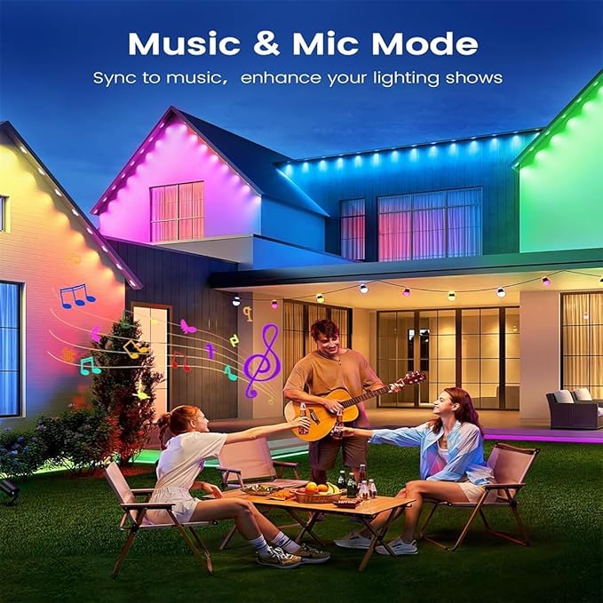 65.6FT Permanent Outdoor RGB Lights,IP67 Waterproof Smart LED Eaves Lights with App/Remote Control,for Christmas and All Holiday Decor,Daily and Accent Lighting,House Roof and Garden Lighting