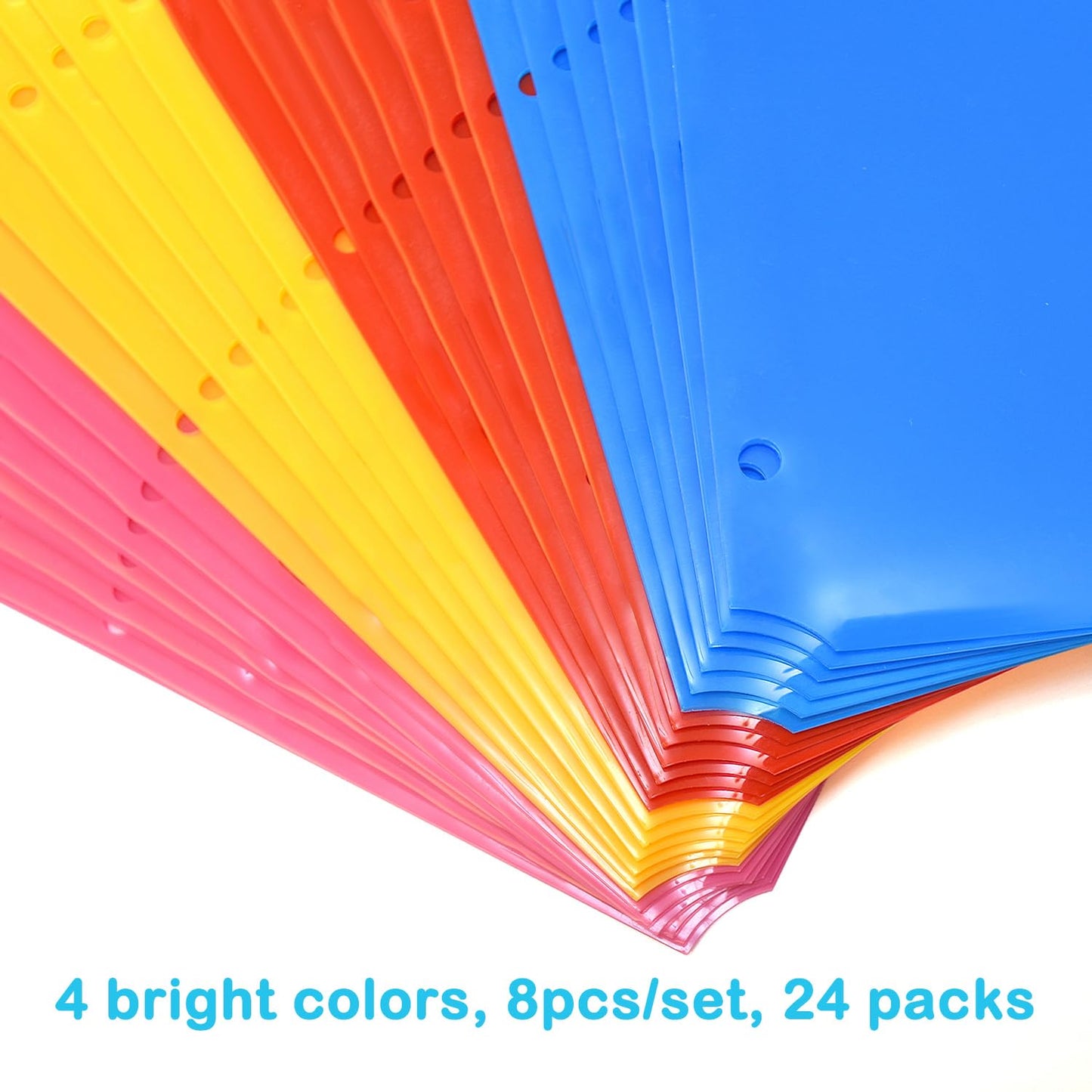 MAKHISTORY Plastic 8-Tab Dividers with Two Pockets - 3 Sets, Pocket Dividers for 3-Ring Binders, Multi-Color Binder Dividers, Total 24 Tabs