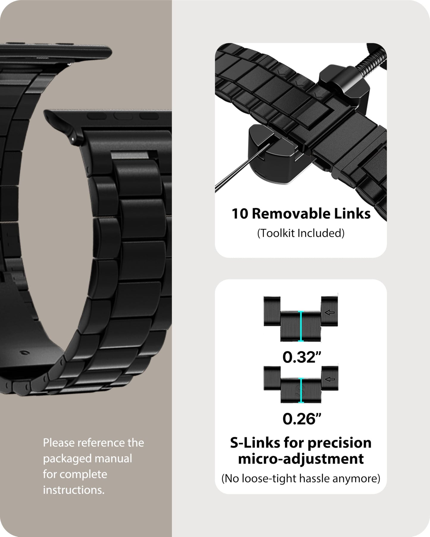 Fullmosa Metal Band Compatible with Apple Watch Bands 45mm 44mm 42mm, iWatch Band with Case for Apple Watch Series 11 10 9 8 7 6 5 4 3 2 1 SE3/2/1 Ultra3/2/1, Black