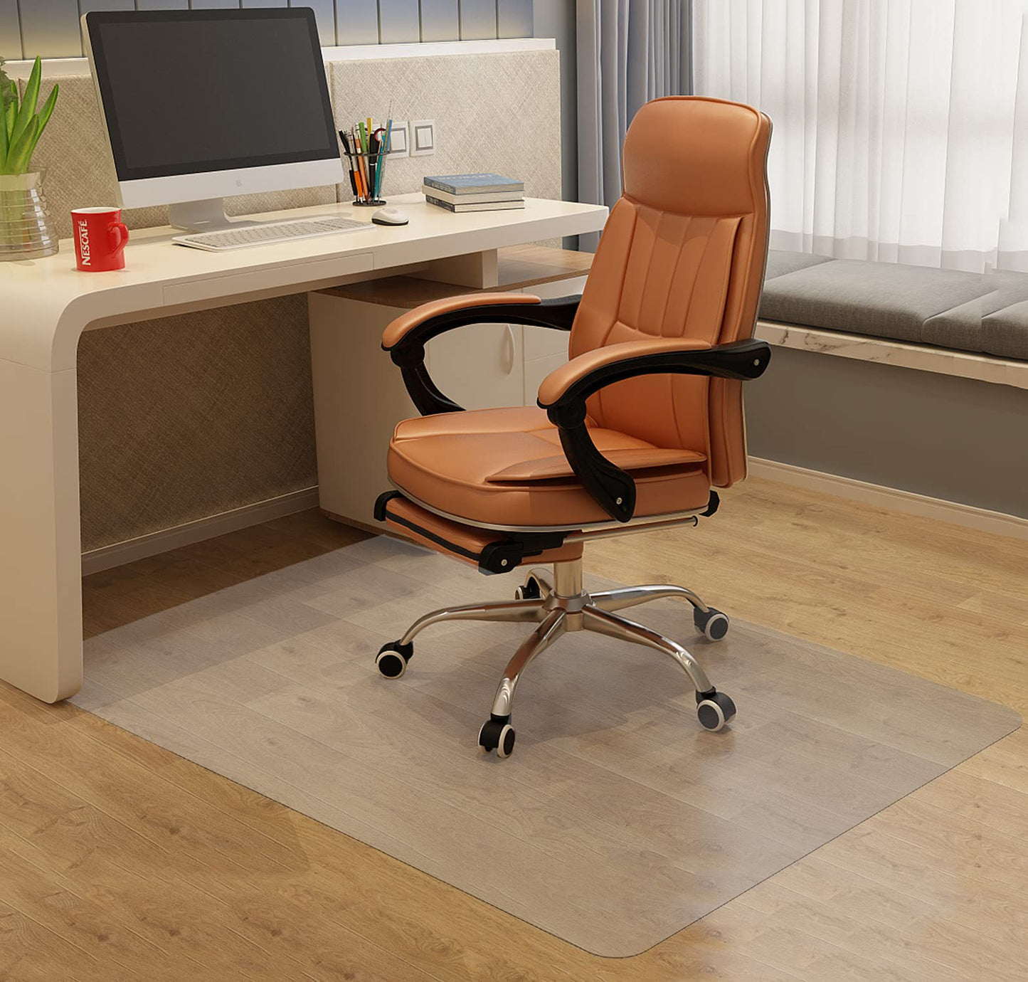 HOMEK Chair Mat for Hardwood Floor, 53”x 45” Office Chair Mat, Floor Mat for Office Chair, Clear Desk Chair Floor Mat for Computer Desk