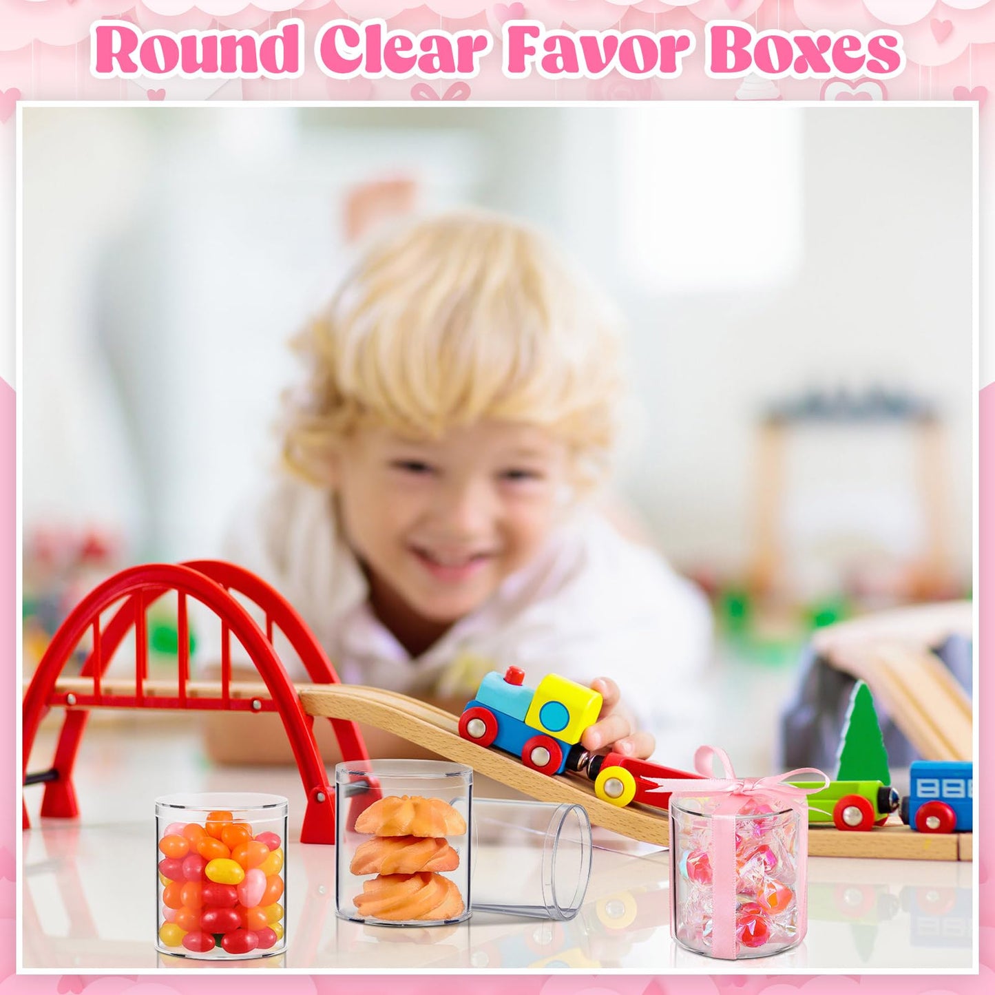 Taiyin 50 Pcs Plastic Acrylic Circle Box with Lid Clear Acrylic Box Small Round Cube Organizer Transparent Storage Boxes Containers for Candy Beads Jewelry Gift Wedding Graduation Favor (2 x 2.36'')
