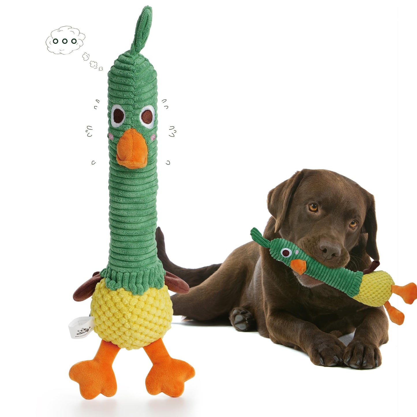 Nocciola 2 in 1 Easter Duck Dog Toy with a Large Rubber Squeaker - Tough Durable Stuffed Squeaky Crinkle Chew Toys for Aggressive Chewers, Medium and Large Breeds