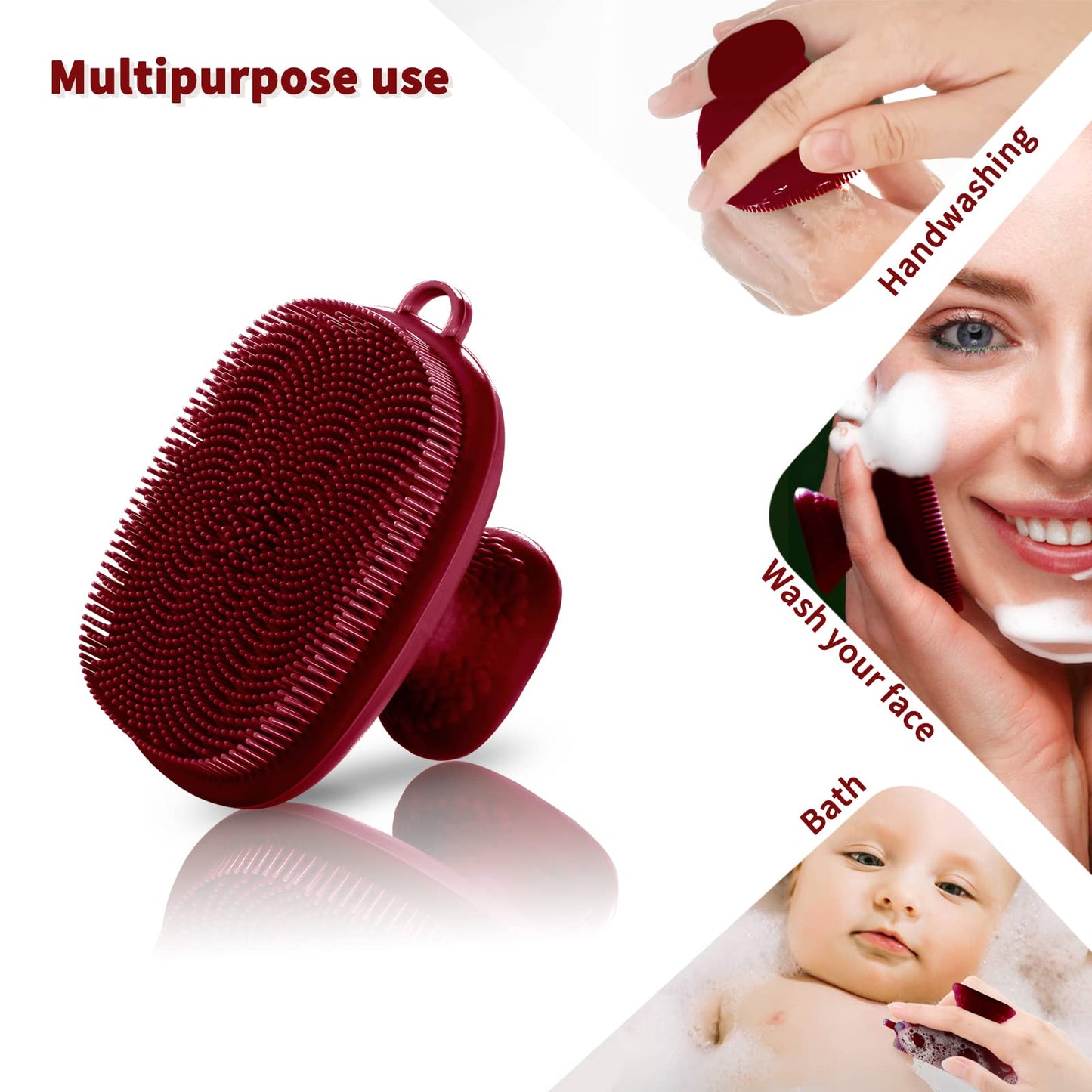 VWMYQ Face Scrubber, Silicone Face Scrubber for Men Facial Cleansing Brush Silicone Face Wash Brush Manual Waterproof Cleansing Skin Care Face Brushes for Exfoliating- Black