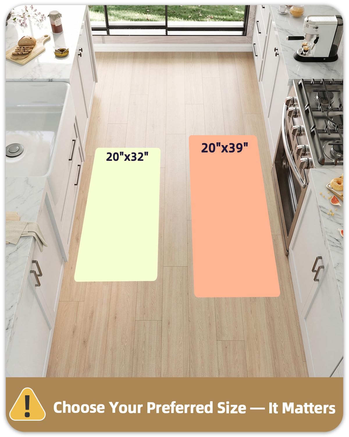 Color&Geometry Extra Thick Anti Fatigue Kitchen Floor Mat, Cushioned Comfort Ergonomic Standing Desk Mat, Waterproof Non Slip, 0.9 Inch High Density Foam for Sink, Office, Garage, 20"x32", Brown