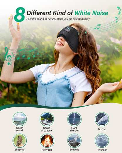 LC-dolida Sleep Headphones, White Noise Bluetooth Sleep Mask 3D Wireless Timing Eye Mask for Sleeping, Sleep Mask with Bluetooth Headphones for Side Sleepers Travel Yoga, Cool Gadgets for Men Women
