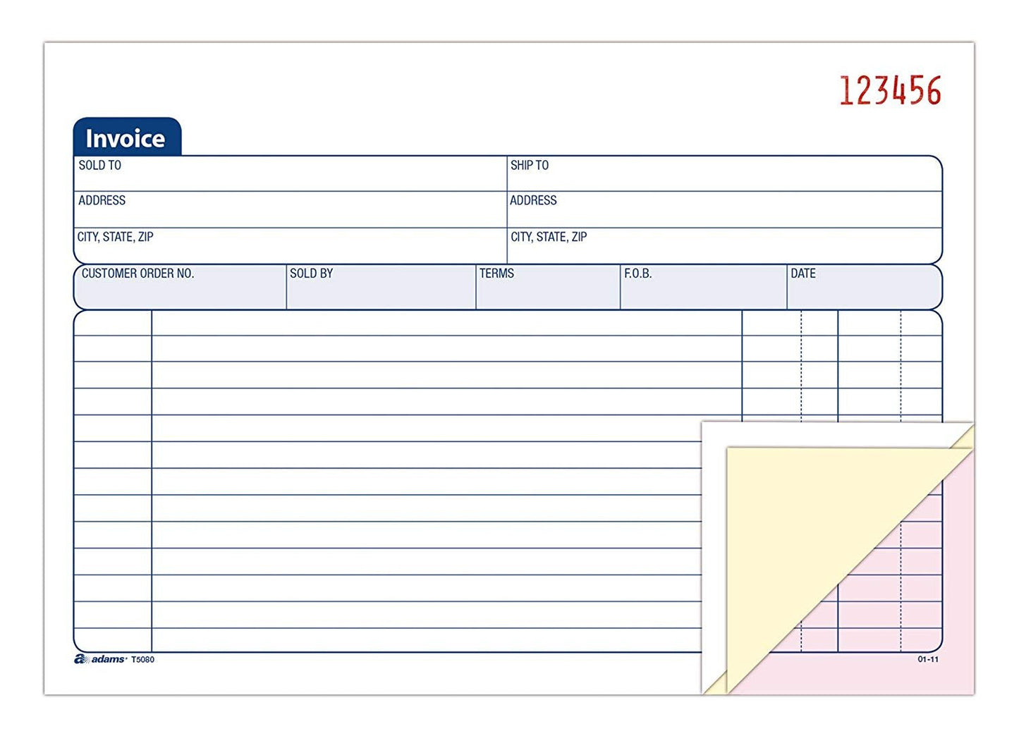 Adams Invoice Book, 3-Part, Carbonless, 5-9/16 x 8-7/16 Inches, 50 Sets per Book (T5080) (4)