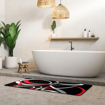 Maasechs 3 Pcs Red Black Geometric Kitchen Rugs and Mats Set Anti Fatigue Floor Mat Non Slip Washable Modern Abstract Runner Rug Minimalist Kitchen Decor for Home Office Bathroom, 17 x 30 +17 x47